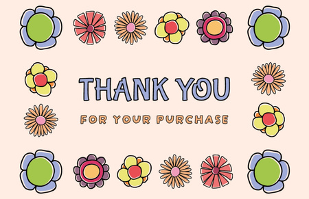 Thank You Notice with Colorful Doodle Flowers Thank You Card 5.5x8.5in Design Template