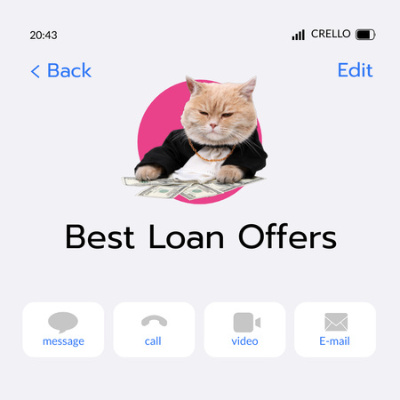 Funny Boss Cat for Financial Services Animated Post Šablona návrhu