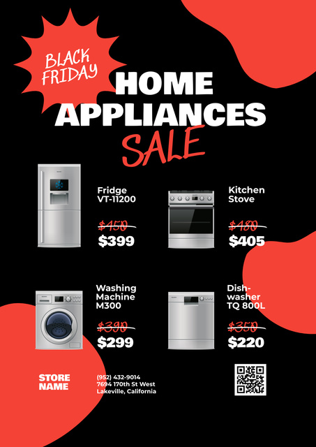 Home Appliances Sale on Black Friday Poster Šablona návrhu