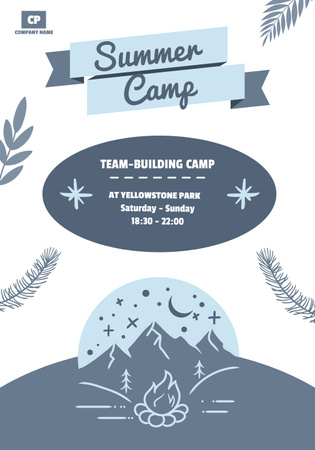 Team Building Camp Announcement in Mountains Poster 28x40in Design Template
