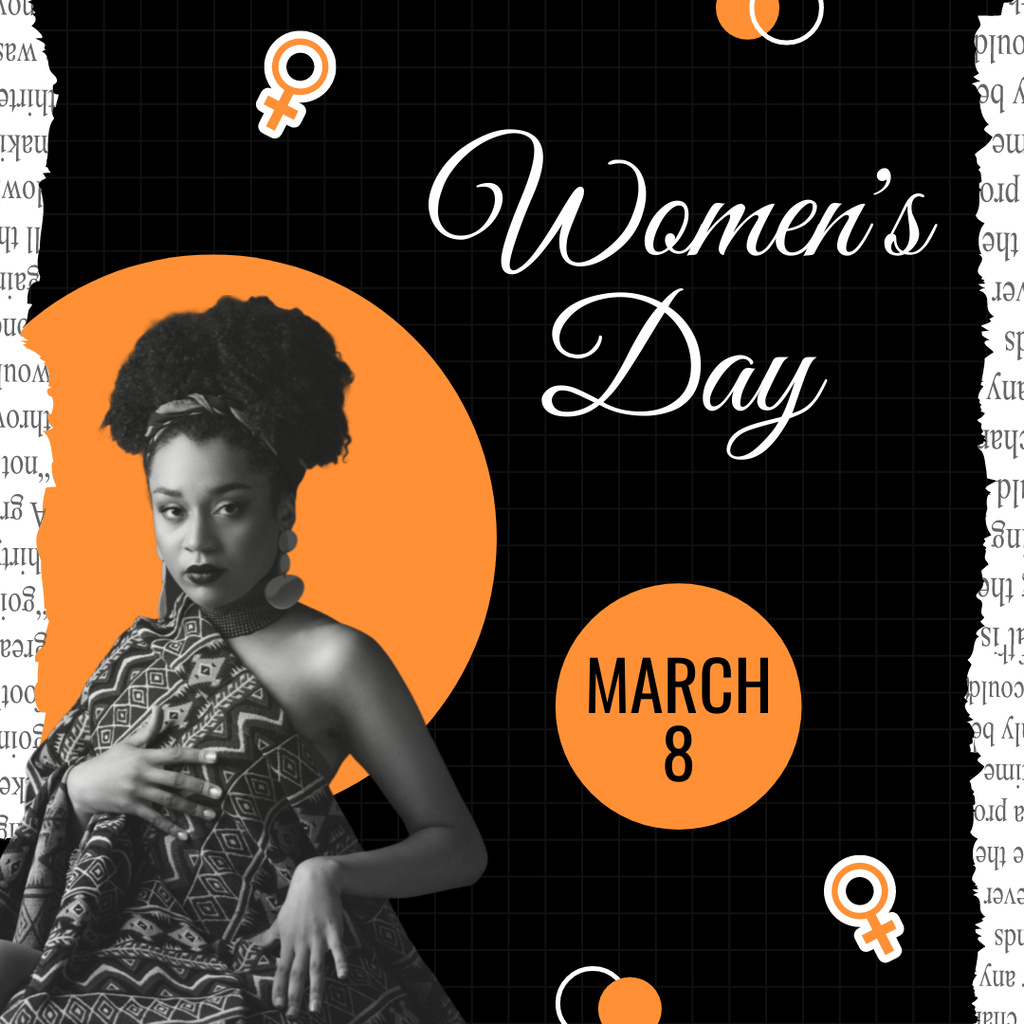 Women's Day Celebration with Woman in Beautiful Outfit Instagram Design Template