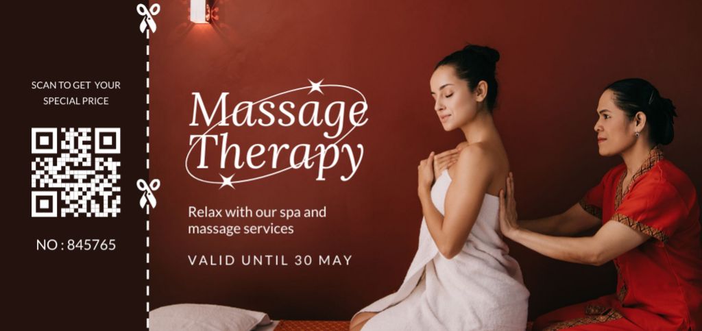 Thai Massage Treatment with Asian Masseuse Coupon Din Large Design Template