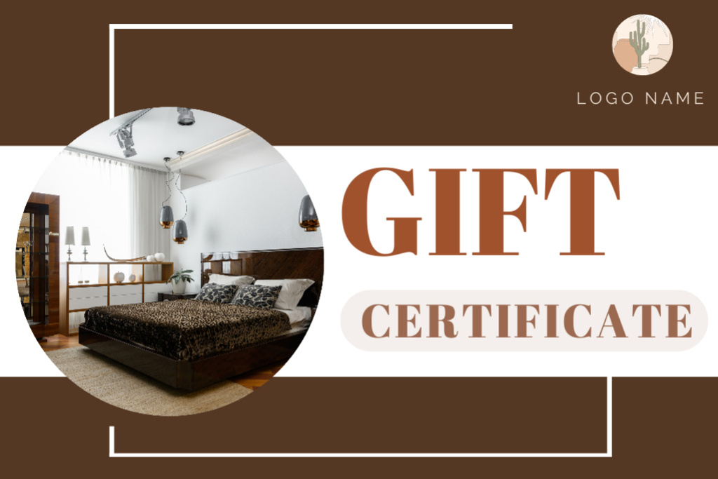 Special Offer of Furniture with Stylish Bedroom Gift Certificate Design Template