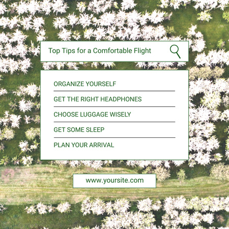 Tippek a kényelmes utazáshoz repülővel Instagram tervezősablon