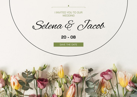 Platilla de diseño Wedding Celebration Announcement in Floral Style Invitation 5x7in Horizontal