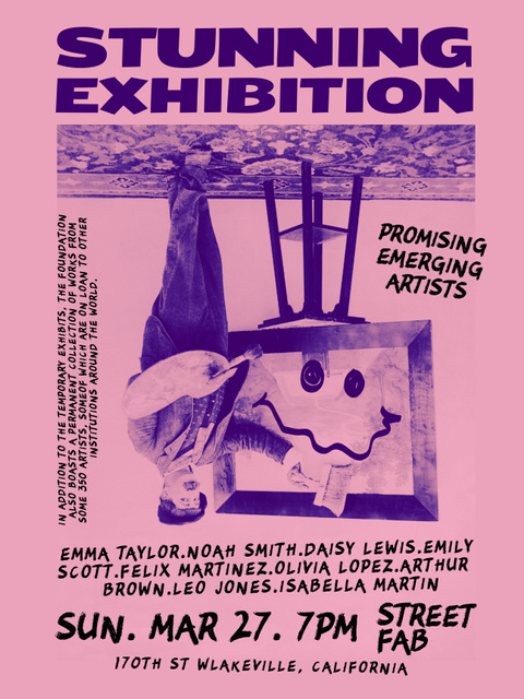 Art Exhibition Event Announcement in Pink Poster US Modelo de Design