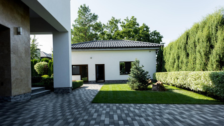 Designvorlage Landscape Design of Home yard für Zoom Background