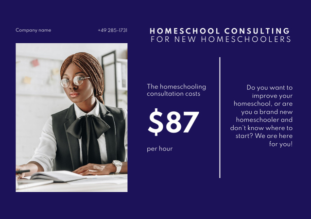 Home Education Ad with Woman Teacher Flyer A5 Horizontal Design Template