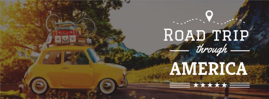 Modèle de visuel Road trip Offer with old car - Facebook cover