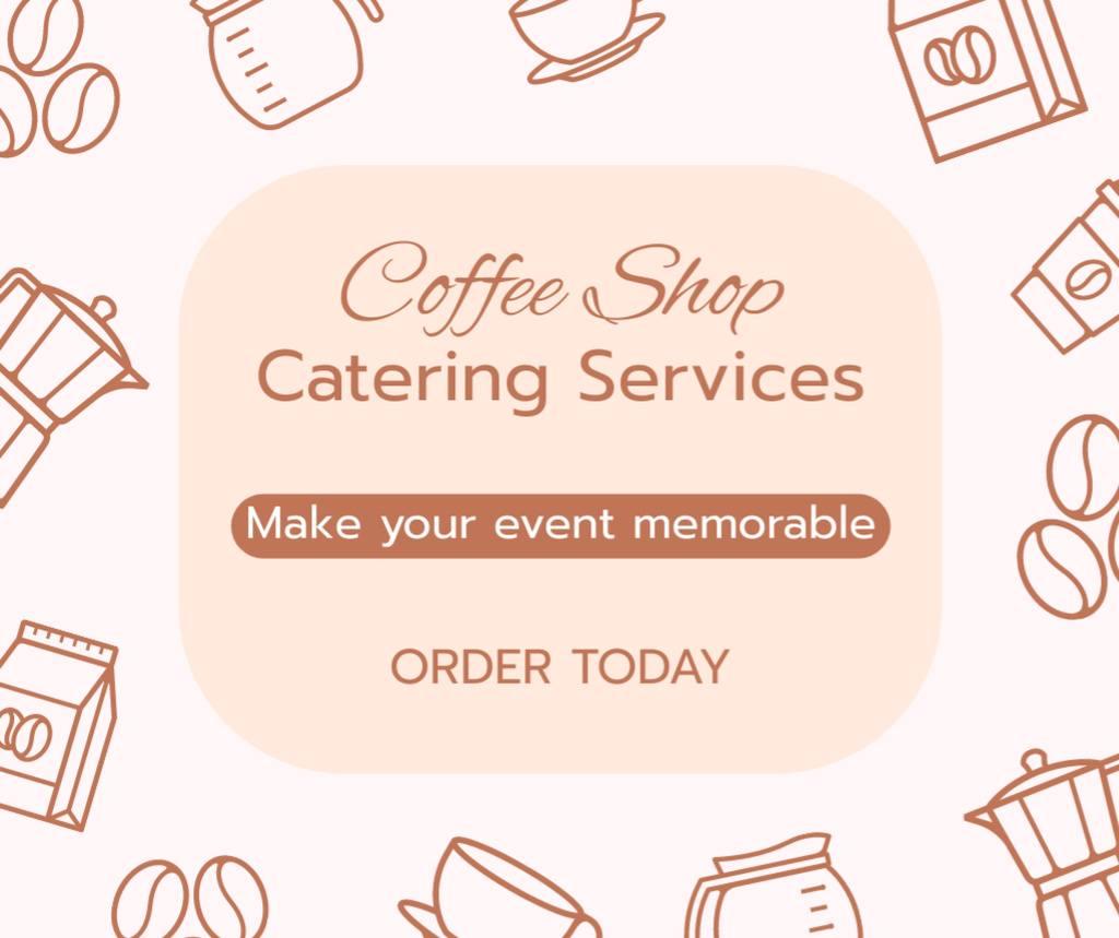 Designvorlage Coffee Catering Service With Pattern Illustration für Facebook