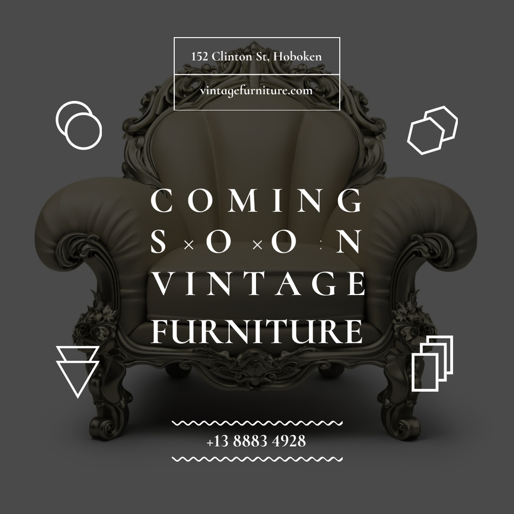 Vintage Furniture Shop Opening Instagram Πρότυπο σχεδίασης