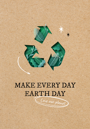 Earth Day Announcement with Recycling Symbol Poster 28x40in Design Template
