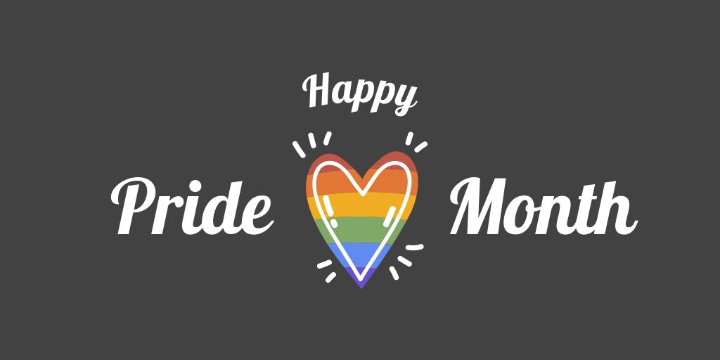 Pride Month with Rainbow Heart Twitter Šablona návrhu
