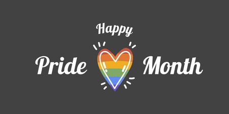 Pride Month with Rainbow Heart Twitter Design Template