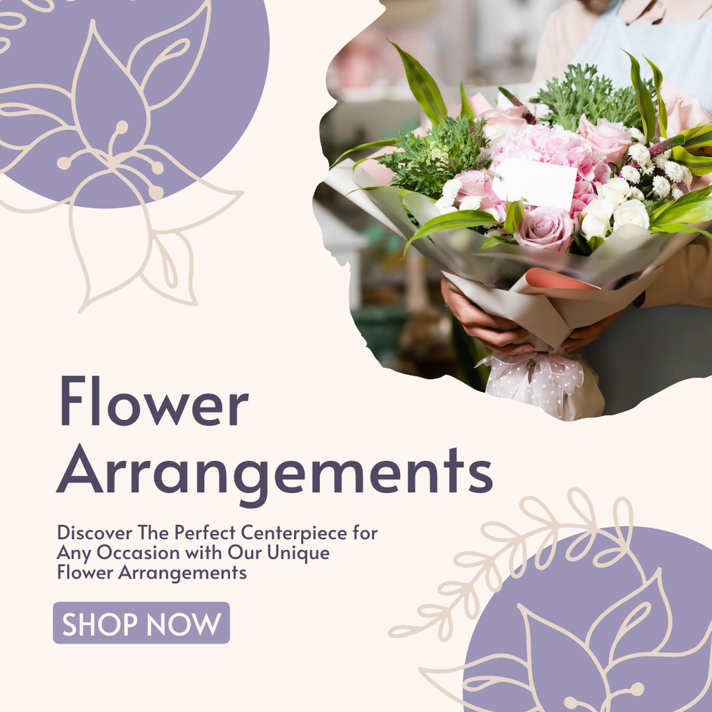 Perfect Fragrant Bouquets Offer for Any Occasion Instagram AD – шаблон для дизайну