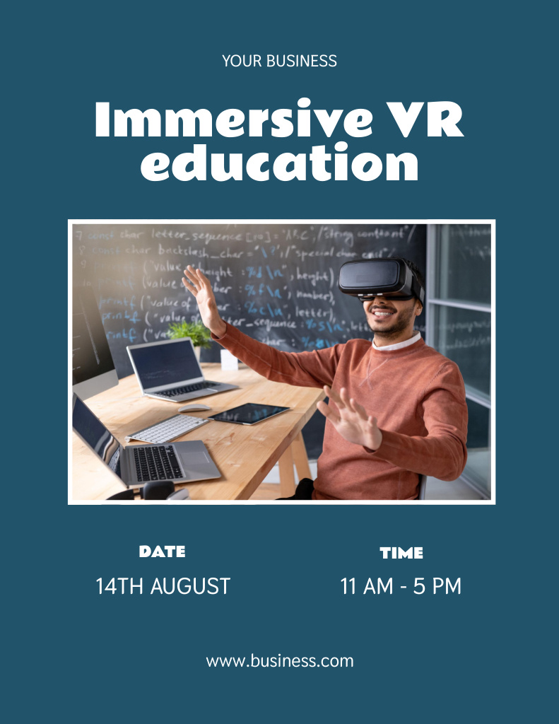 VR Education for Adults Poster 8.5x11in Šablona návrhu