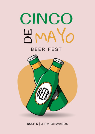 Cinco De Mayo Festivity with Bottles of Beer Poster Design Template