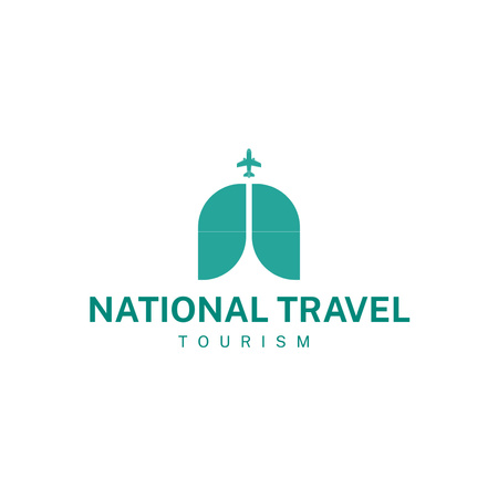 Travel Agency Advertising with Green Emblem Logo Design Template