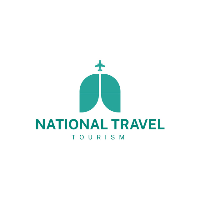 Travel Agency Advertising with Green Emblem Logo Modelo de Design