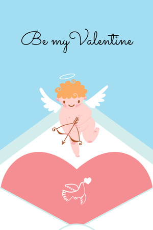 Love Phrase with Adorable Cupid Postcard 4x6in Vertical Design Template
