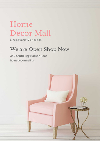 Cozy Pink Chair in white room Poster Modelo de Design