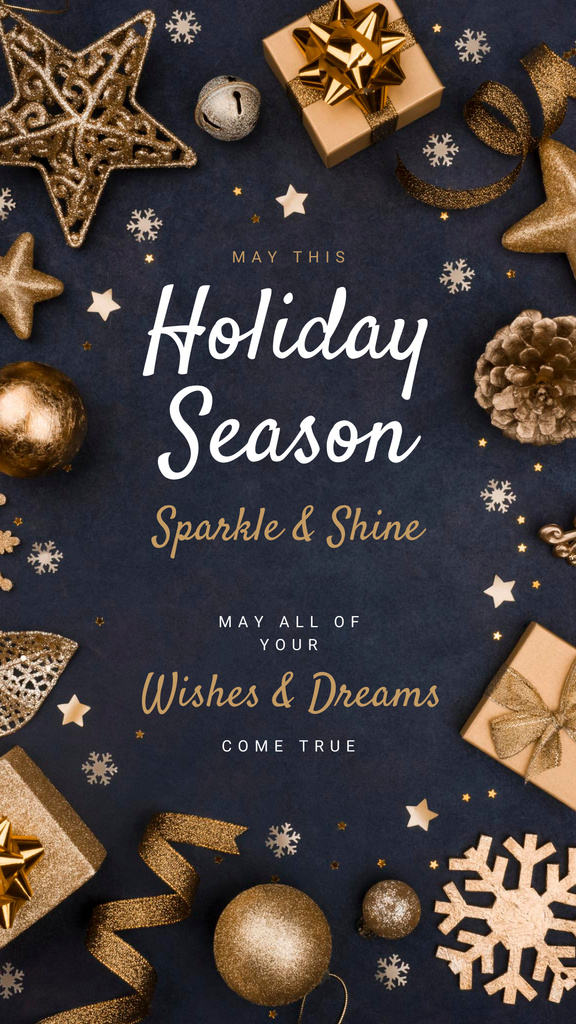 Greeting with Shiny Christmas decorations Instagram Story Modelo de Design