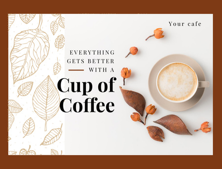 Cup of coffee with milk Postcard 4.2x5.5in Design Template
