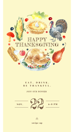 Platilla de diseño Thanksgiving Greeting with Traditional Food Instagram Story