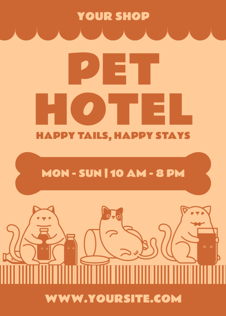 Pet Hotel Ad with Illustration of Cute Cats Flayer Modelo de Design
