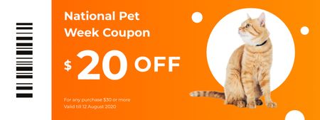 Joyous National Pet Week Discount Offer with Cat Coupon Design Template