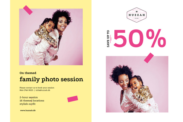 Family Photo Session Offer with Mother and Daughter Poster 24x36in Horizontalデザインテンプレート