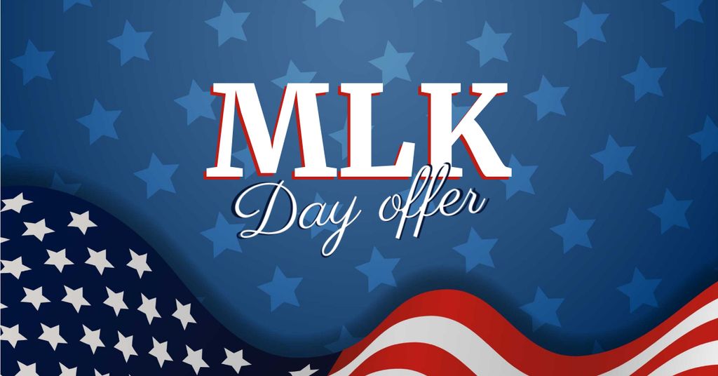 Template di design MLK Day Offer with American Flag Facebook AD