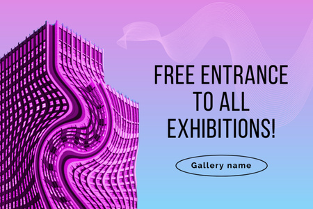 Psychedelic Exhibition Announcement Postcard 4x6in Design Template