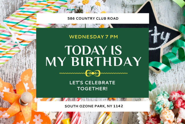 Entertainments at Birthday Party Flyer 4x6in Horizontal Design Template