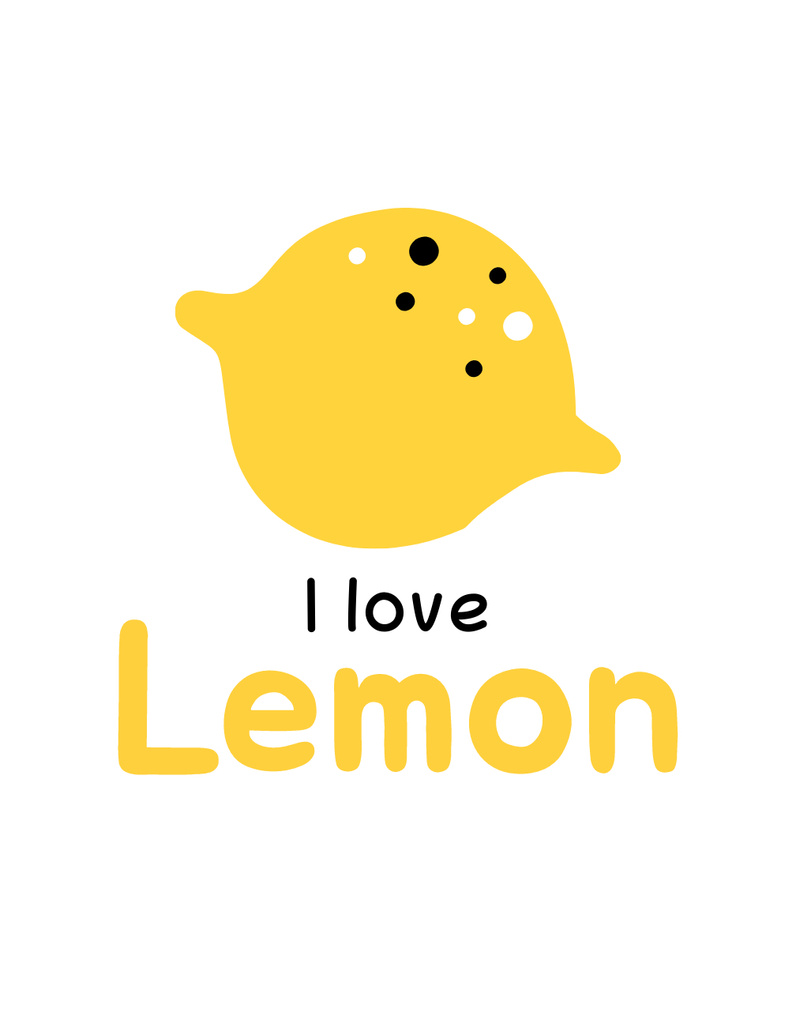 Cute Illustration of Lemon T-Shirt Tasarım Şablonu
