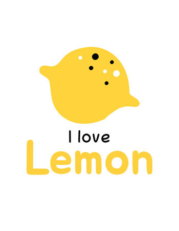 Cute Illustration of Lemon T-Shirt Design Template