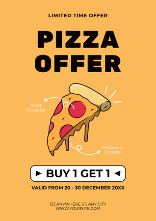 Delicious Pizza Offer on Yellow Poster Design Template