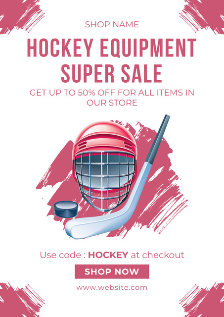 Hockey Equipment Sale Announcement Poster Πρότυπο σχεδίασης