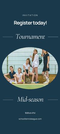 Tennis Tournament Announcement with Children on Court Invitation 9.5x21cm Design Template