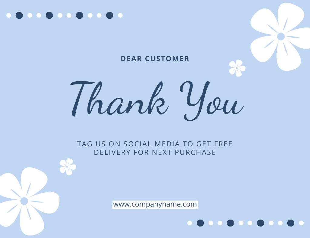 Thank You Phrase with Free Delivery Offer Thank You Card 5.5x4in Horizontalデザインテンプレート