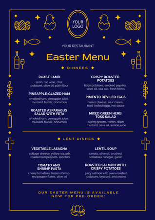 Easter Offer of Festive Dishes Menu tervezősablon