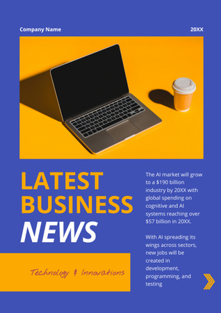ビジネス ニュースの更新オレンジと紫 Newsletterデザインテンプレート