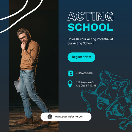 Pensive Actor on Stage Instagram Design Template