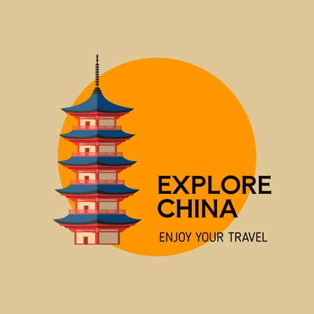 Çin'i Seyahat Edin ve Keşfedin Animated Logo Tasarım Şablonu