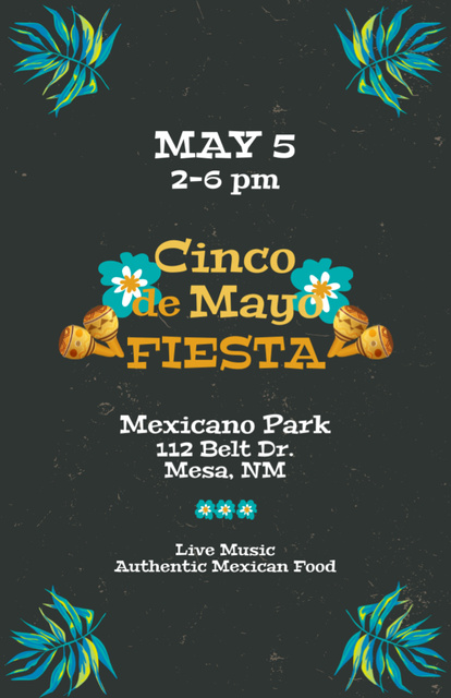 Welcome to Cinco de Mayo Fiesta Invitation 5.5x8.5in Design Template