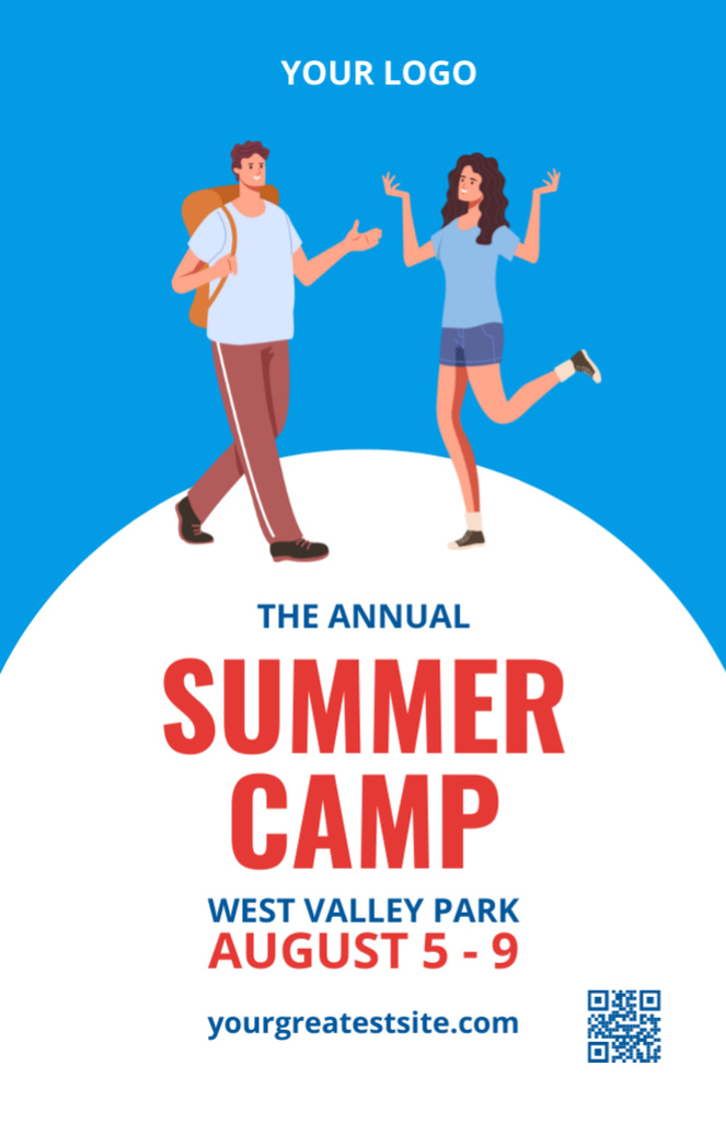 Announcement of The Annual Summer Camp In August Invitation 5.5x8.5in Design Template