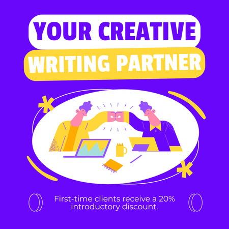 Extraordinary Writing Service With Discounts Instagram AD Design Template