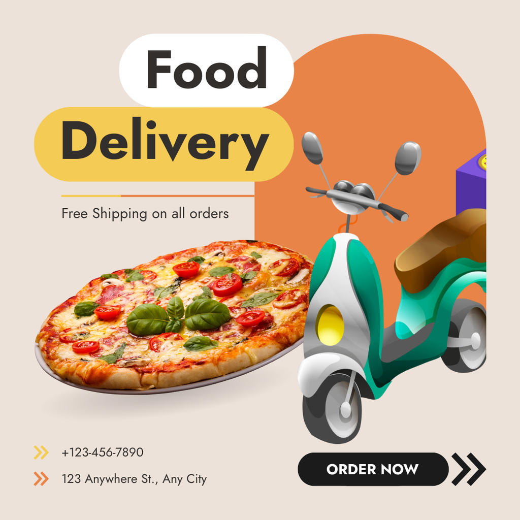 Food Delivery Promotion Instagram Design Template