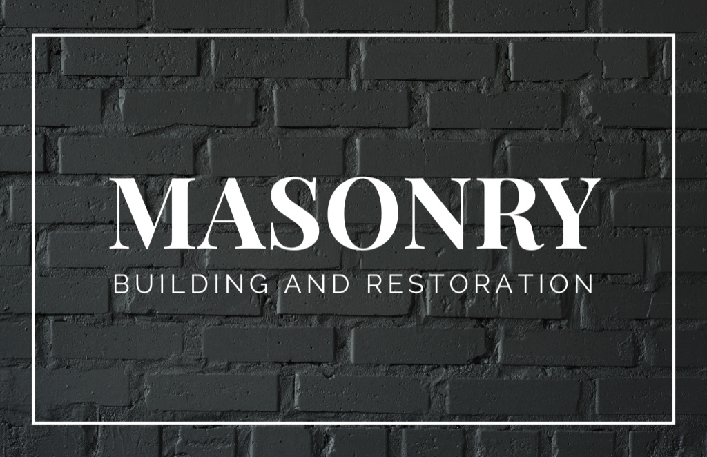 Building and Restoration Offer on Background of Grey Bricks Business Card 85x55mm Tasarım Şablonu