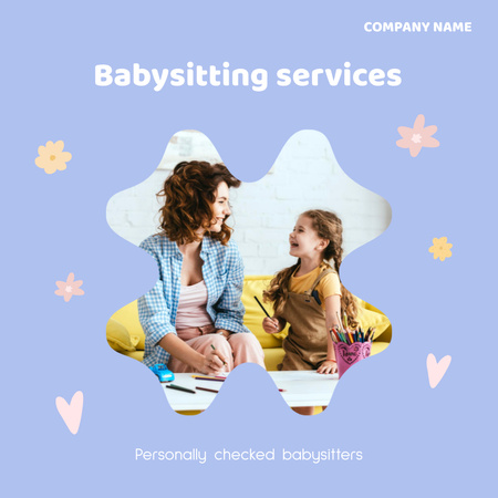 Platilla de diseño Babysitting Offer with Girl and Woman Who Draw Instagram
